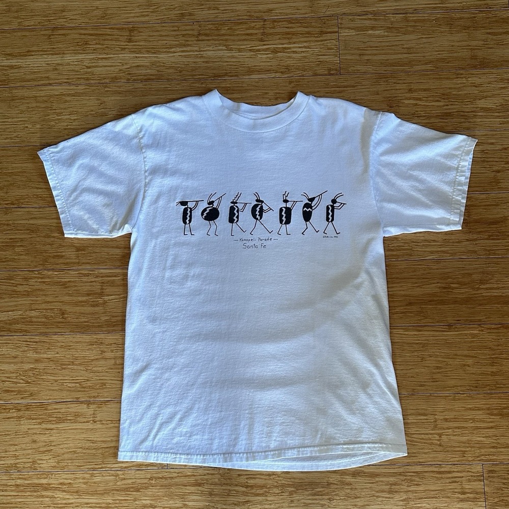 Vintage 90's Kokopelli Parade St.Fe Graphic Tee Large 100% Cotton Made In USA